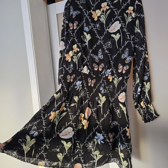 White House Black Market Black Floral Long Sleeve Dress - Picture 8 of 10